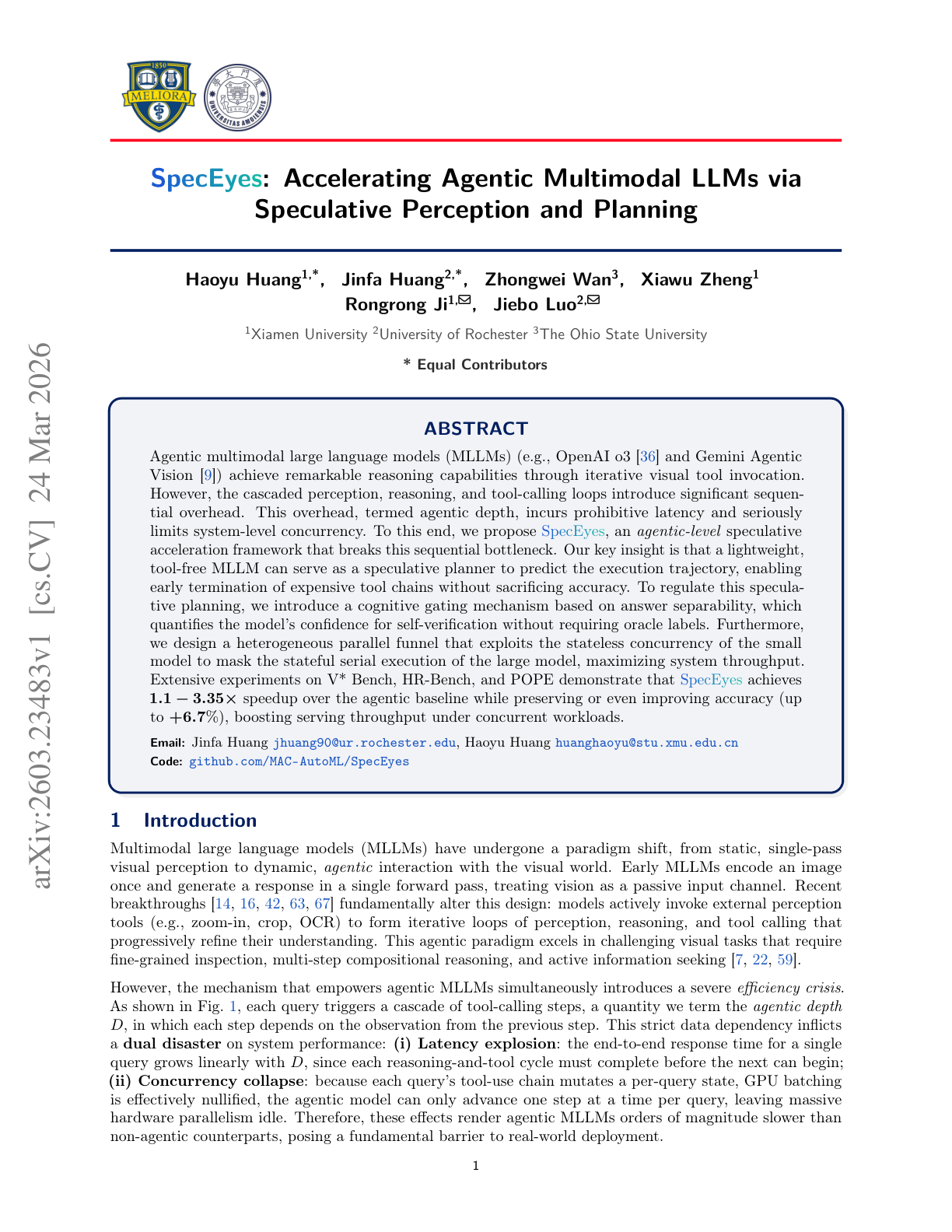 SpecEyes: Accelerating Agentic Multimodal LLMs via Speculative Perception and Planning